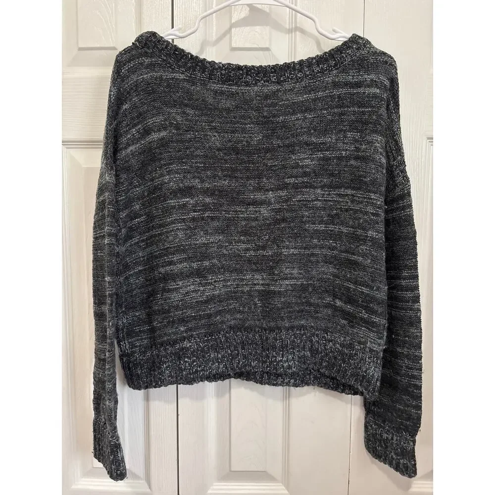 Free People Blue Space Dye Wool Blend Wide Neck Sweater, XS